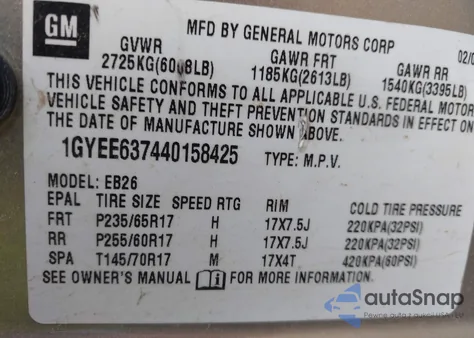 2004 Cadillac Srx из США, поврежденный, VIN 1GYEE637440158425